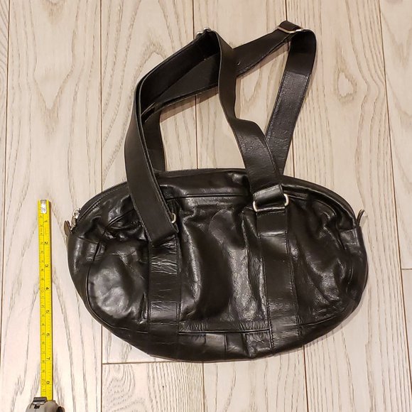 m0851 Black Leather Tennis Bag - Picture 3 of 6